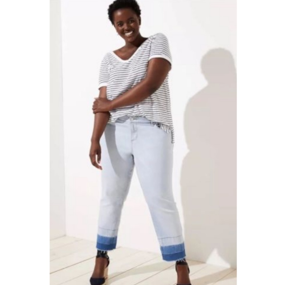 LOFT Plus Unpicked Straight Crop Jeans